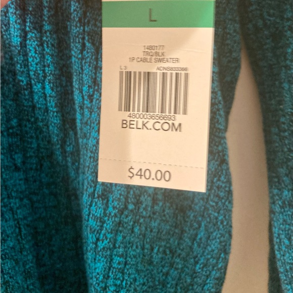 KIM ROGERS TEAL V NECK SWEATER - Picture 4 of 6